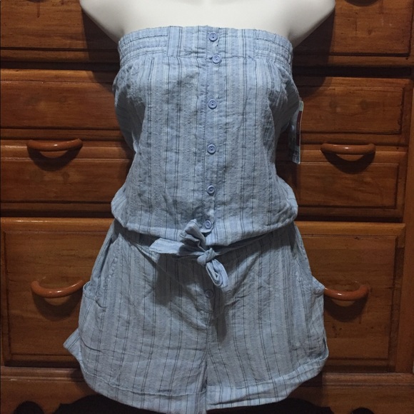 Light Blue Strapless Romper - Picture 1 of 6
