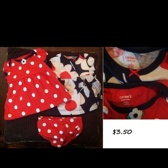 Carter's newborn dresses and matching bootie.