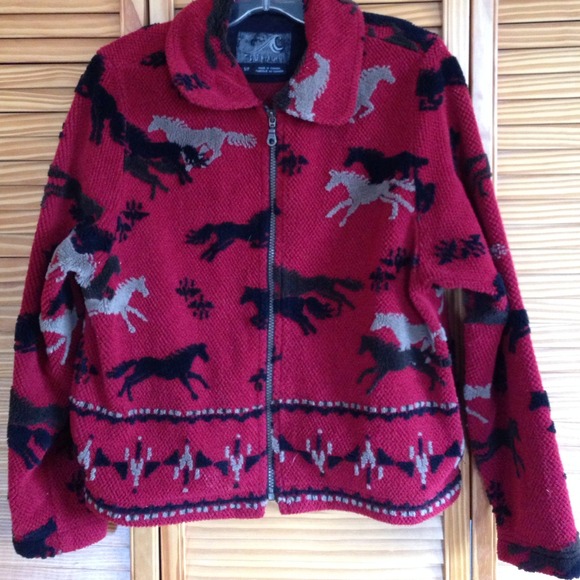 Stunning red fleece mustang jacket