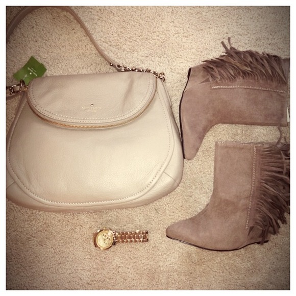 NWT Beige Fringe Booties
