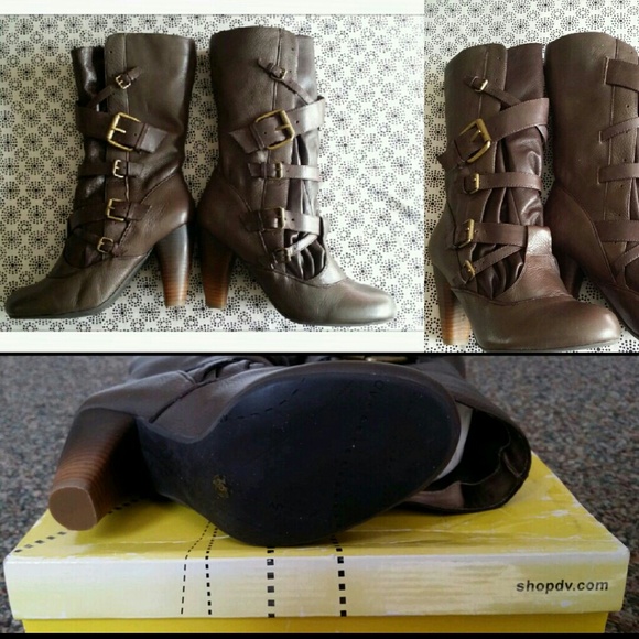 REDUCED! Dolce Vita Raven Leather Boots Grey/Brown