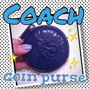 COACH Gramercy Patent coin case in 'ink' color!