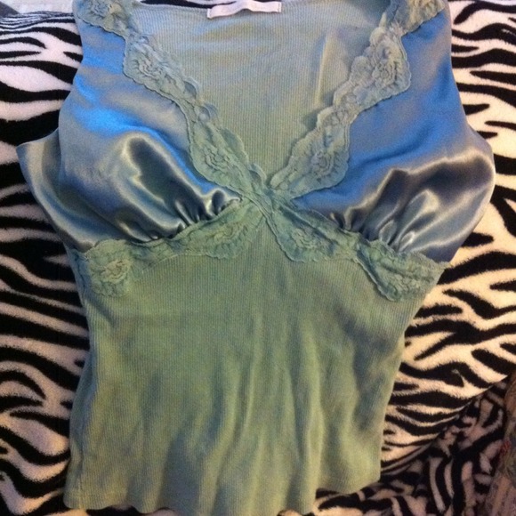 Light mint colored tank with silky lingerie look