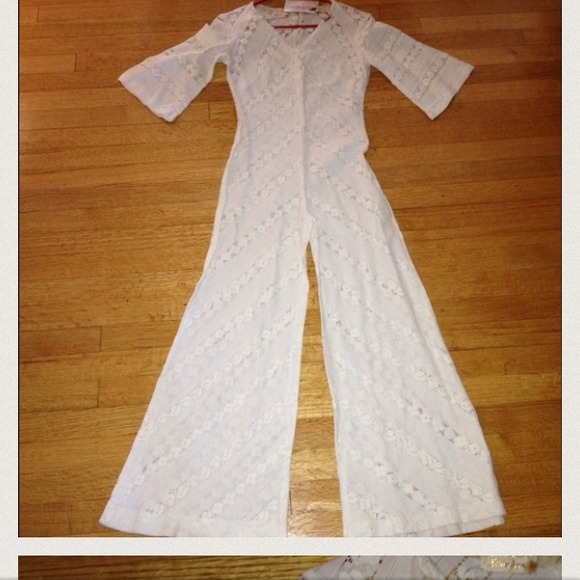 SOLD Chevron Bell Sleeve Bellbottom jumpsuit - Picture 2 of 4