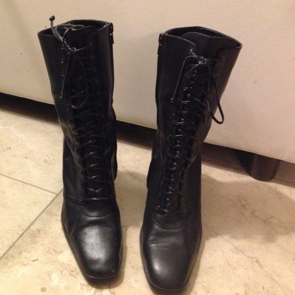 Black Lace up boots.