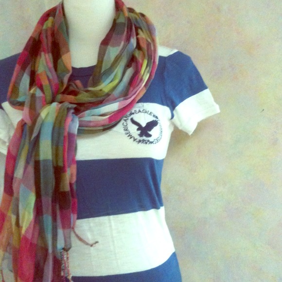 Royal blue and white striped short sleeved shirt - Picture 1 of 3