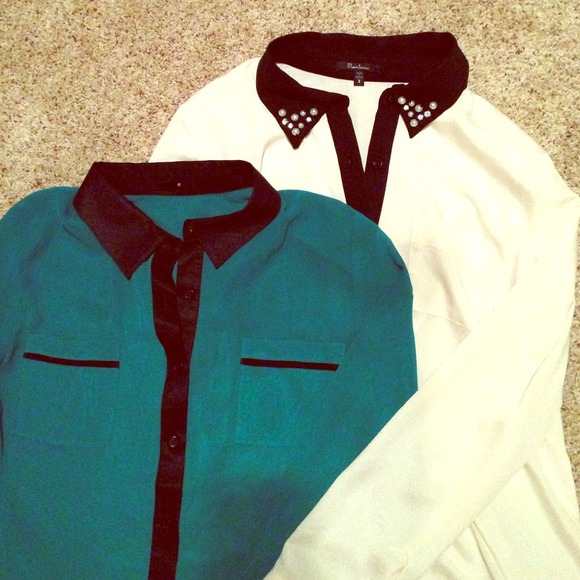 Bundle: Green and Cream blouse!