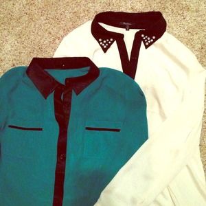Bundle: Green and Cream blouse!