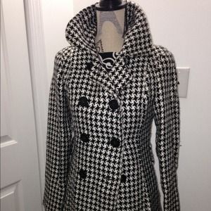 Black and white pea coat