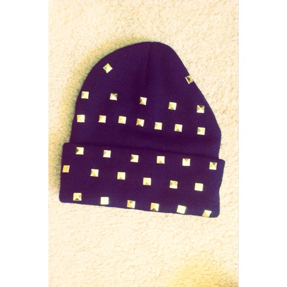 Black gold studded beanie