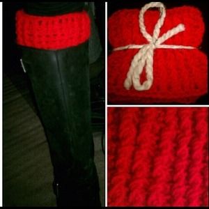 Ribbed red Boot cuffs/ boot socks