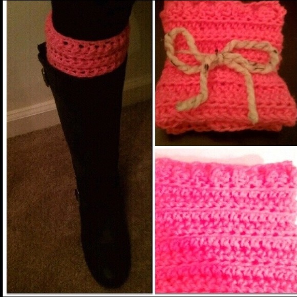 Pink Crochet Boot Cuffs/ Boot Socks - Picture 1 of 1