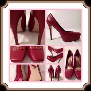 RED SQUARE TOE PUMPS SIZE 7.5
