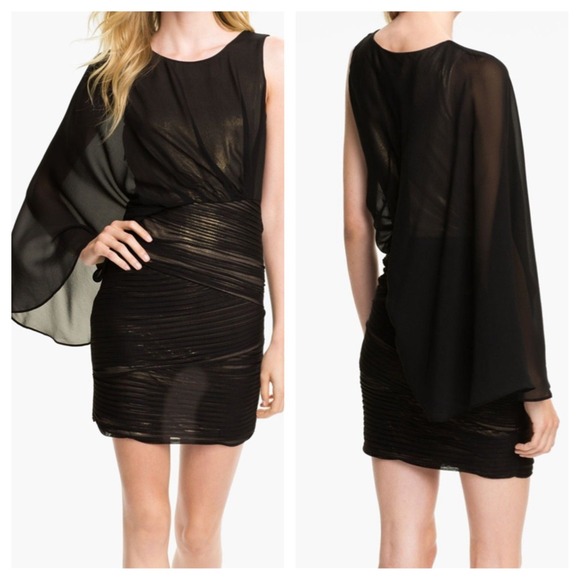 BCBG One shoulder Metallic Dress