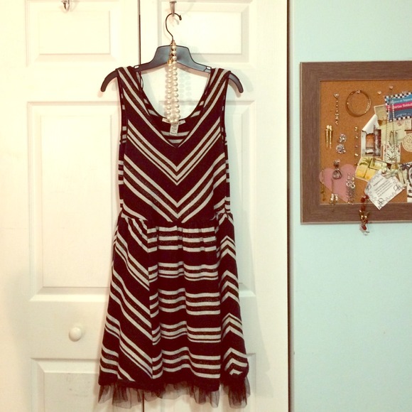 Black and White Striped Party Dress