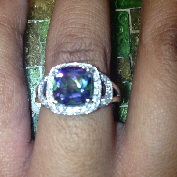 Genuine Mystic Fire Topaz Ring in 925 Silver