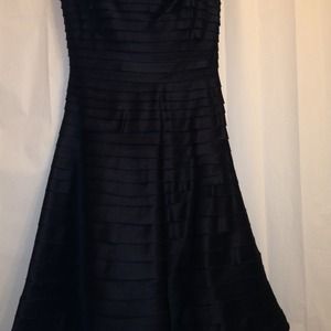 Black satin shutter dress. A-line