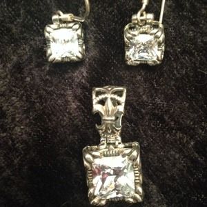 Silpada CZ Earrings & pendant
