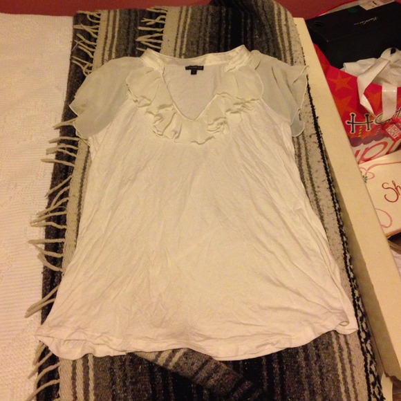 Express White Ruffle Top - Picture 1 of 4