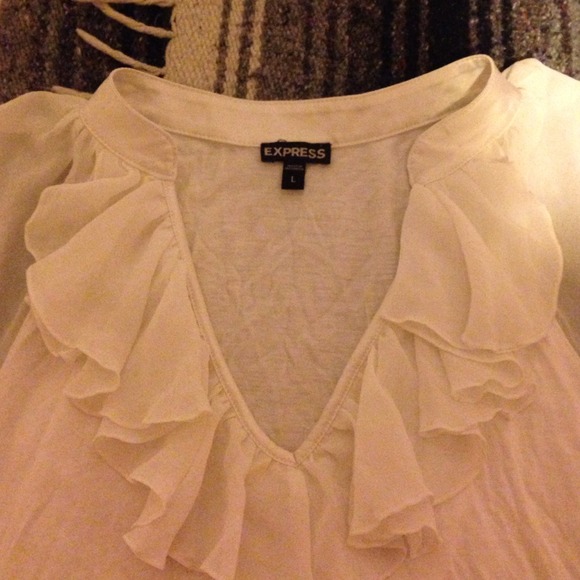 Express White Ruffle Top - Picture 3 of 4