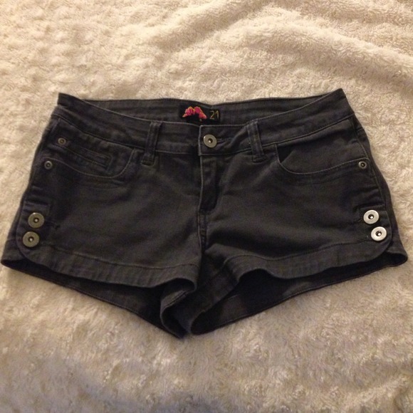 Charcoal grey denim short shorts