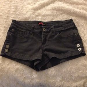 Charcoal grey denim short shorts