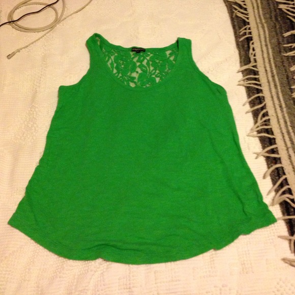 Green Lace Back Express Top
