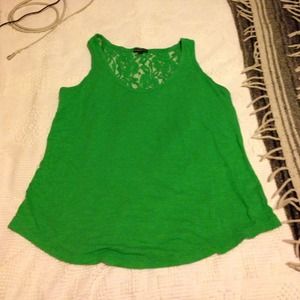 Green Lace Back Express Top