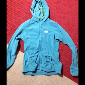 Turquoise hooded North Face fleece