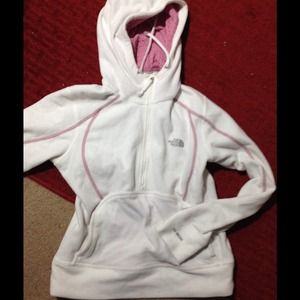 Pink/white hooded half zip
