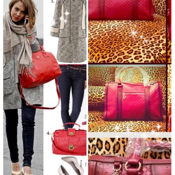 ❤️hp Gorgeous genuine red leather handbag