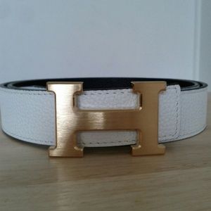 Leather Hermes belt Reversible. Black/white