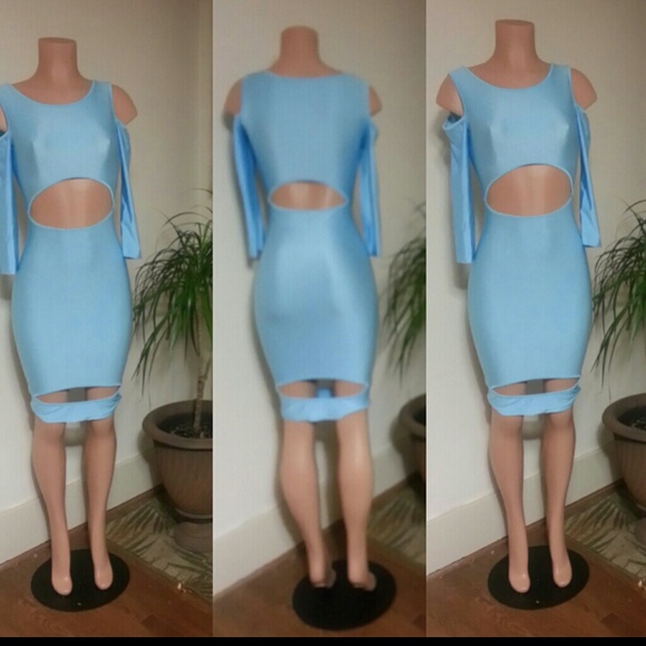 Baby blue cut out bodycon - Picture 1 of 1