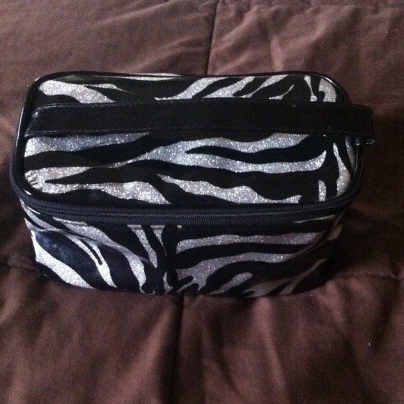 Sparkley black zebra make up bag