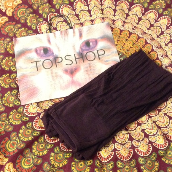 Topshop Berry color jersey pleated skirt w/ bag