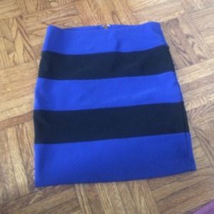 Blue and black stripped high waisted skirt