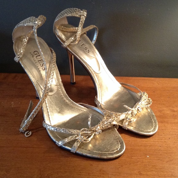 Guess gold snakeskin heels 8