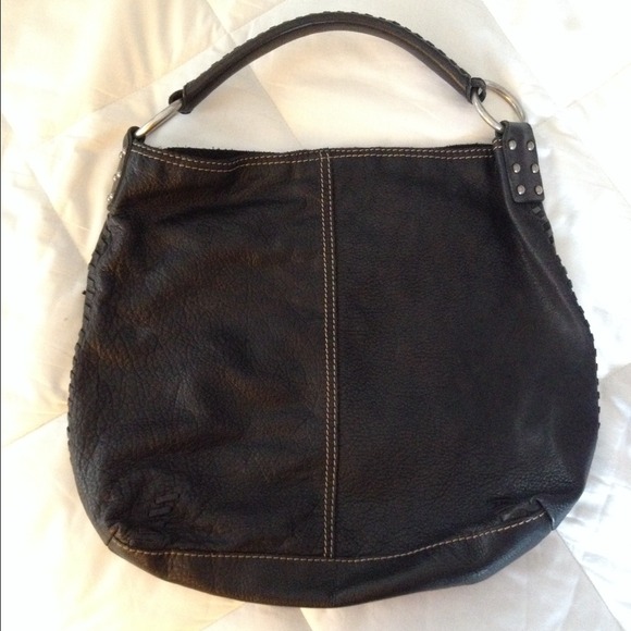 Lucky Brand black whipstich hobo purse bag