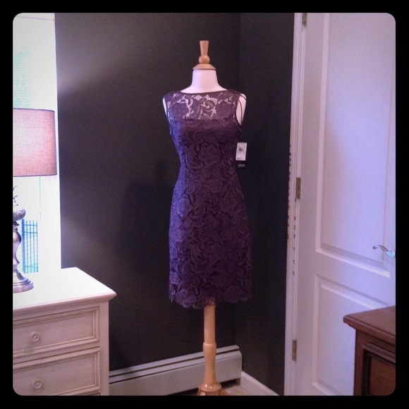 Andianna papell lace dress charcoal size 4