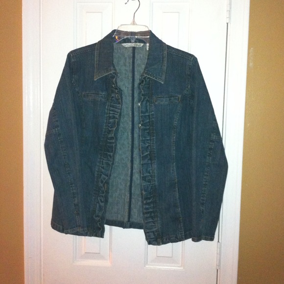 Denim Jacket with Ruffle Detailing
