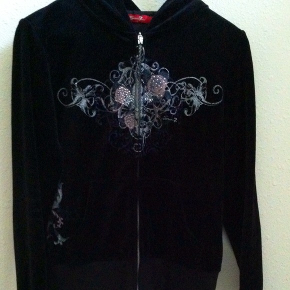 Seven7 Bling Pink Rose Hoodie - Picture 2 of 4