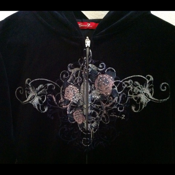 Seven7 Bling Pink Rose Hoodie - Picture 3 of 4