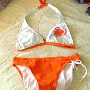 Orange and white Bathing suit