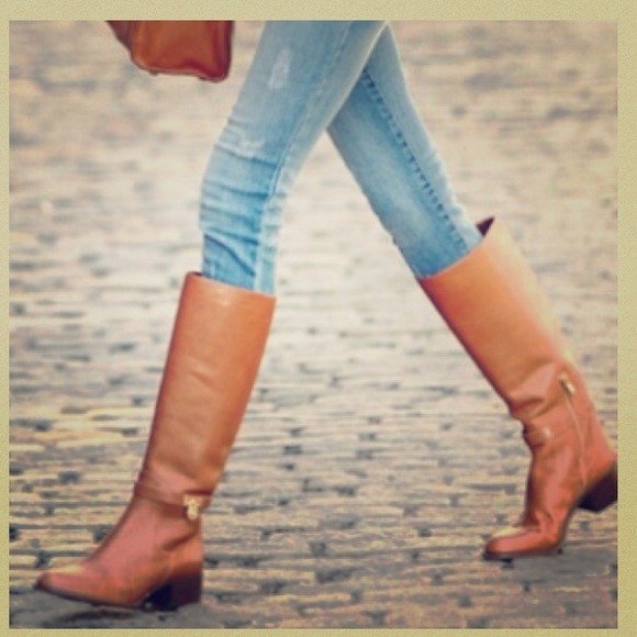 Michael Kors Boots - Michael Kors hamilton riding luggage leather boots