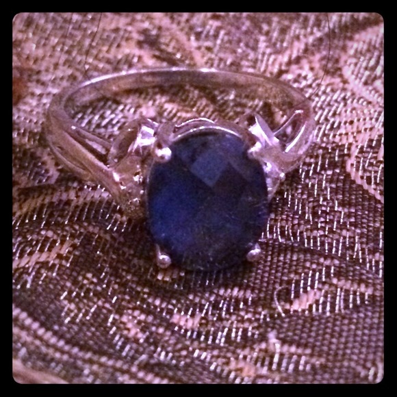 Blue Sapphire and Diamond Ring - Picture 1 of 4