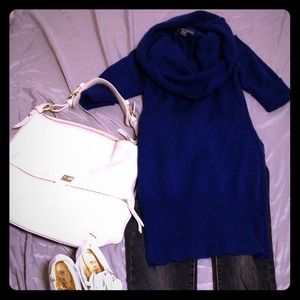 Dark blue Forever 21 sweater w/ cowl neck + belt🎊