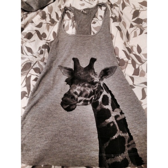 Tops - Grey and Black giraffe animal tank