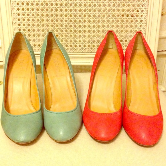 J.Crew Leather Pumps in Brick and Mint SZ 8.5
