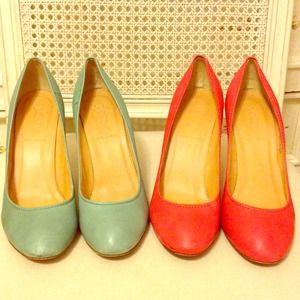 J.Crew Leather Pumps in Brick and Mint SZ 8.5