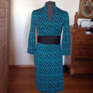 DvF wrap dress with wide contrasting belt